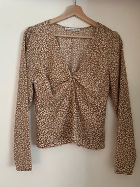 Abercrombie & Fitch Floral V-Neck Long Sleeve Top